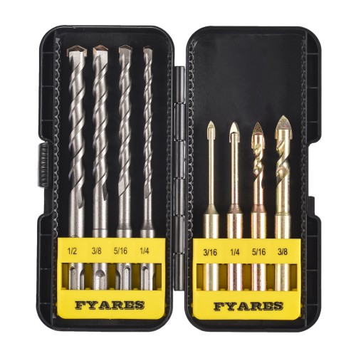 8PCS Electric Hammer Drill  Masonry Drill Set