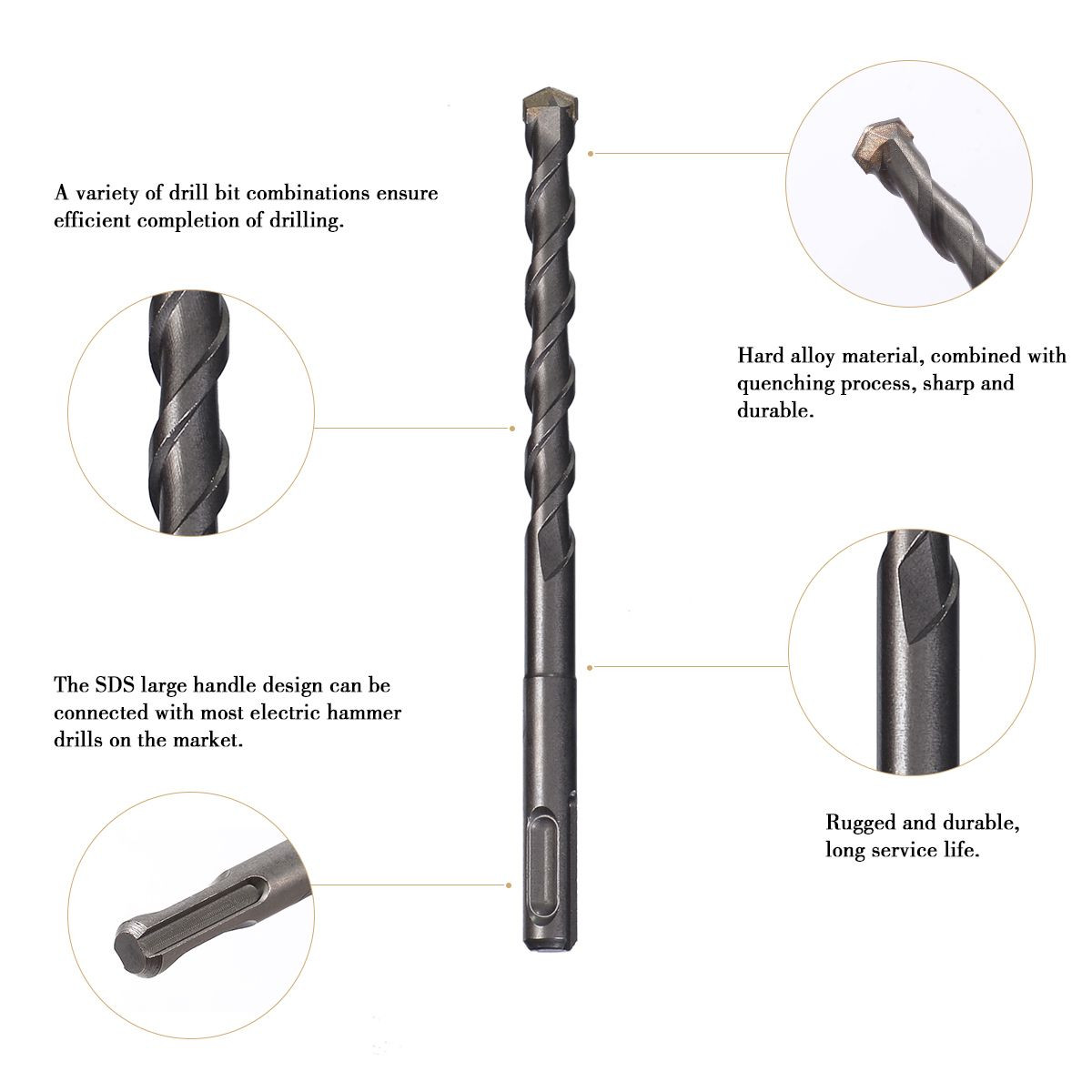 8PCS Electric Hammer Drill  Masonry Drill Set